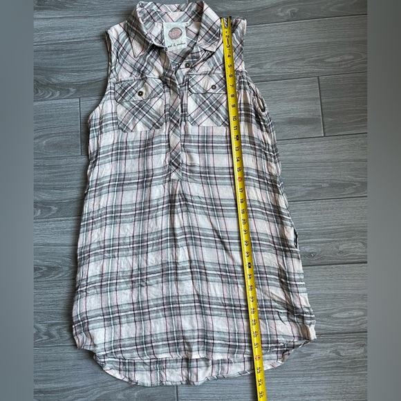 Anthro Ash & Ember Plaid Sleeveless Button Down Shirt Dress, pockets—size Med••• - Picture 12 of 14